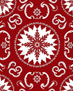 Intricate Snowflake Patterned Red Rug