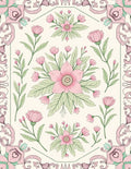 Pastel Floral Botanical Pattern Rug