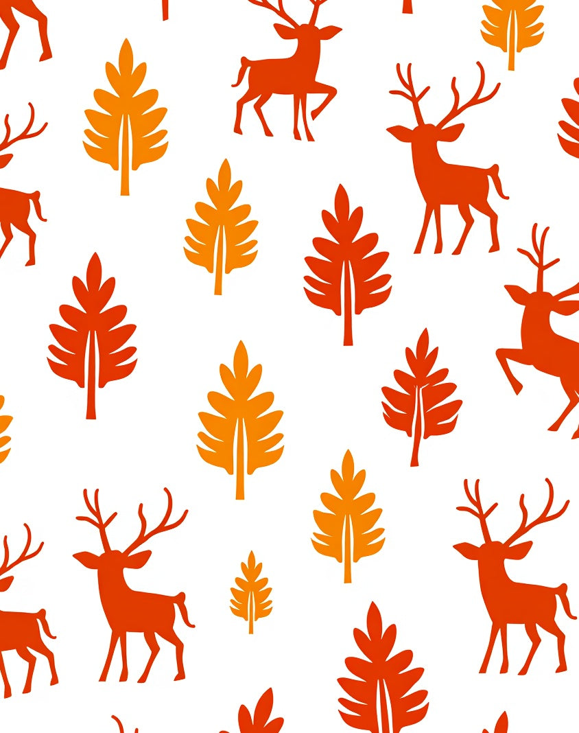 Autumn Deer Foliage Pattern Rug