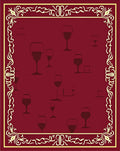 Regal Wine Glasses Ornate Border Rug