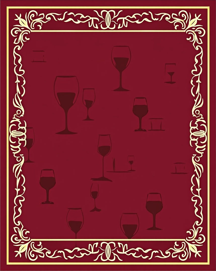 Regal Wine Glasses Ornate Border Rug