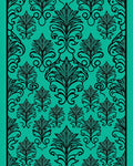 Damask Black On Teal Pattern Rug