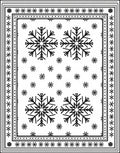 Black White Snowflake Winter Border Rug