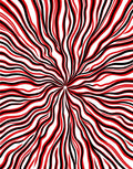 Red Black Abstract Flowing Lines Rug