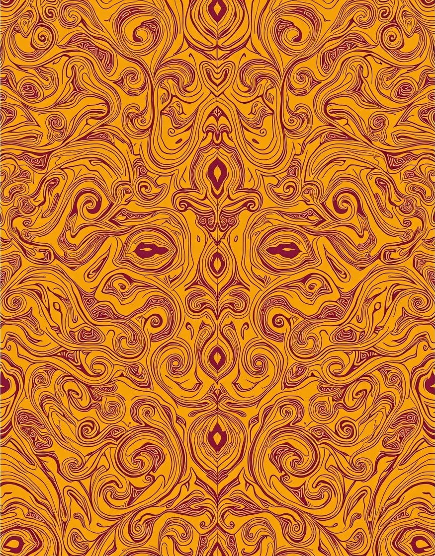 Ornate Swirls Golden Pattern Rug