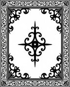 Intricate Scrollwork With Geometric Centerpiece Rug