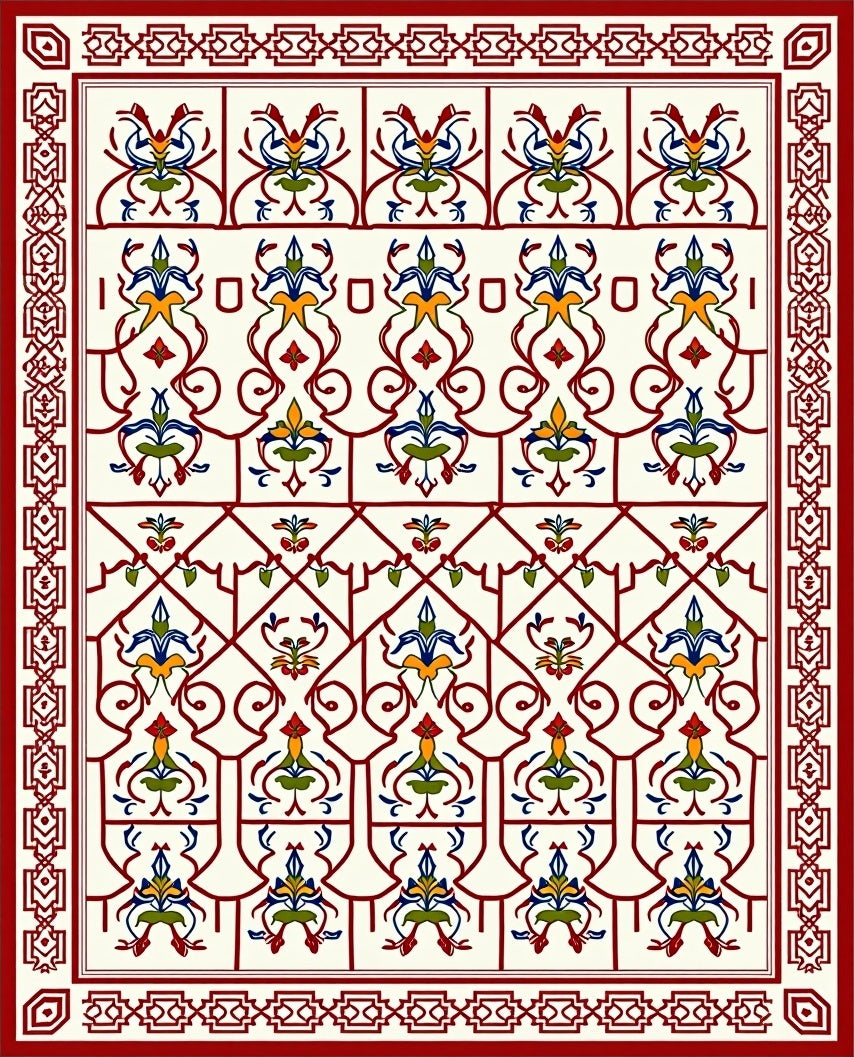 Ornate Floral Geometric Pattern Design Rug
