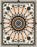 Radiant Sunburst Black Beige Rug