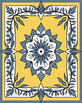 Yellow Blue Floral Decorative Pattern Rug