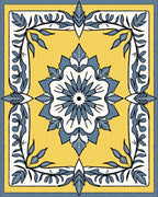Yellow Blue Floral Decorative Pattern Rug