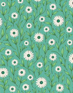 Daisy Pattern with Green Leaves Design Rug