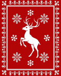 Winter Reindeer Snowflake Scene Rug