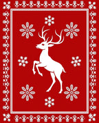 Winter Reindeer Snowflake Scene Rug
