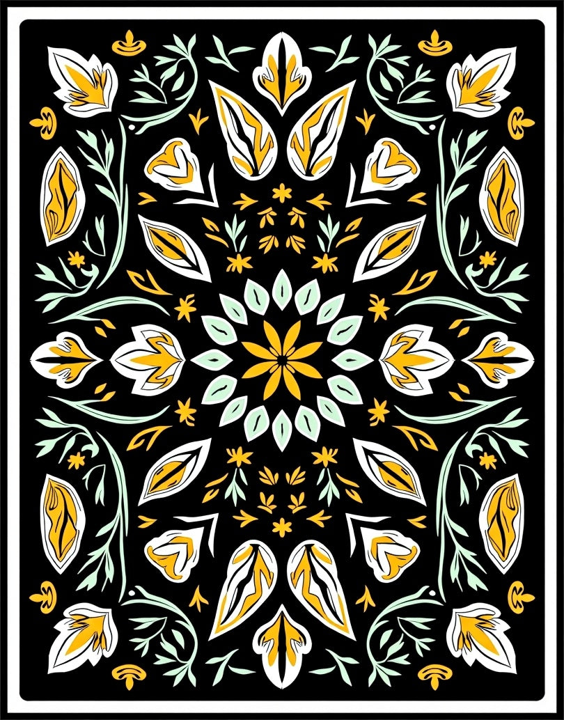 Bold Floral Medallion Pattern Rug