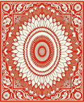 Intricate Red Floral Sunburst Motif Rug