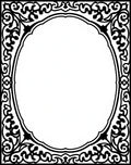 Classic Oval Black Swirling Border Rug