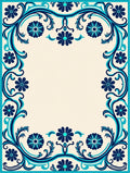 Intricate Blue Floral Vine Pattern Rug