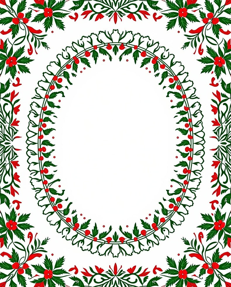 Crimson Holly Leaf Garland Frame Rug