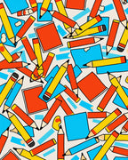 Playful Pencil Paper Pattern Design Rug