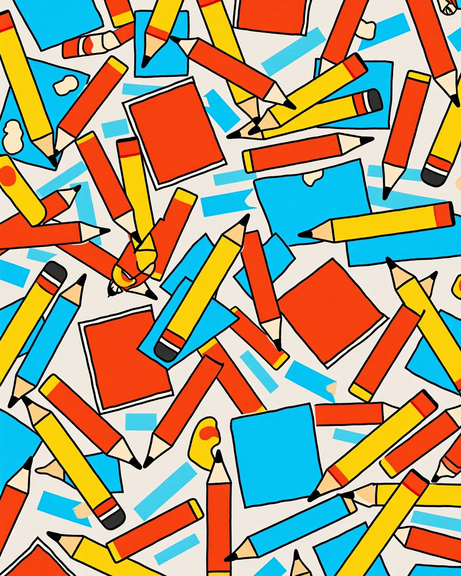 Playful Pencil Paper Pattern Design Rug