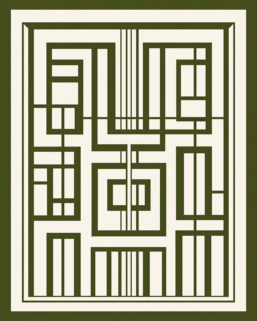 Abstract Geometric Square Pattern Rug