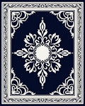 Elegant White Floral Dark Blue Rug