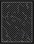 Bold Black White Geometric Maze Rug