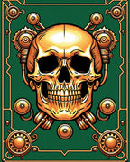 Golden Skull Mechanical Design Rug