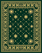 Emerald Snowflake Botanical Border Rug