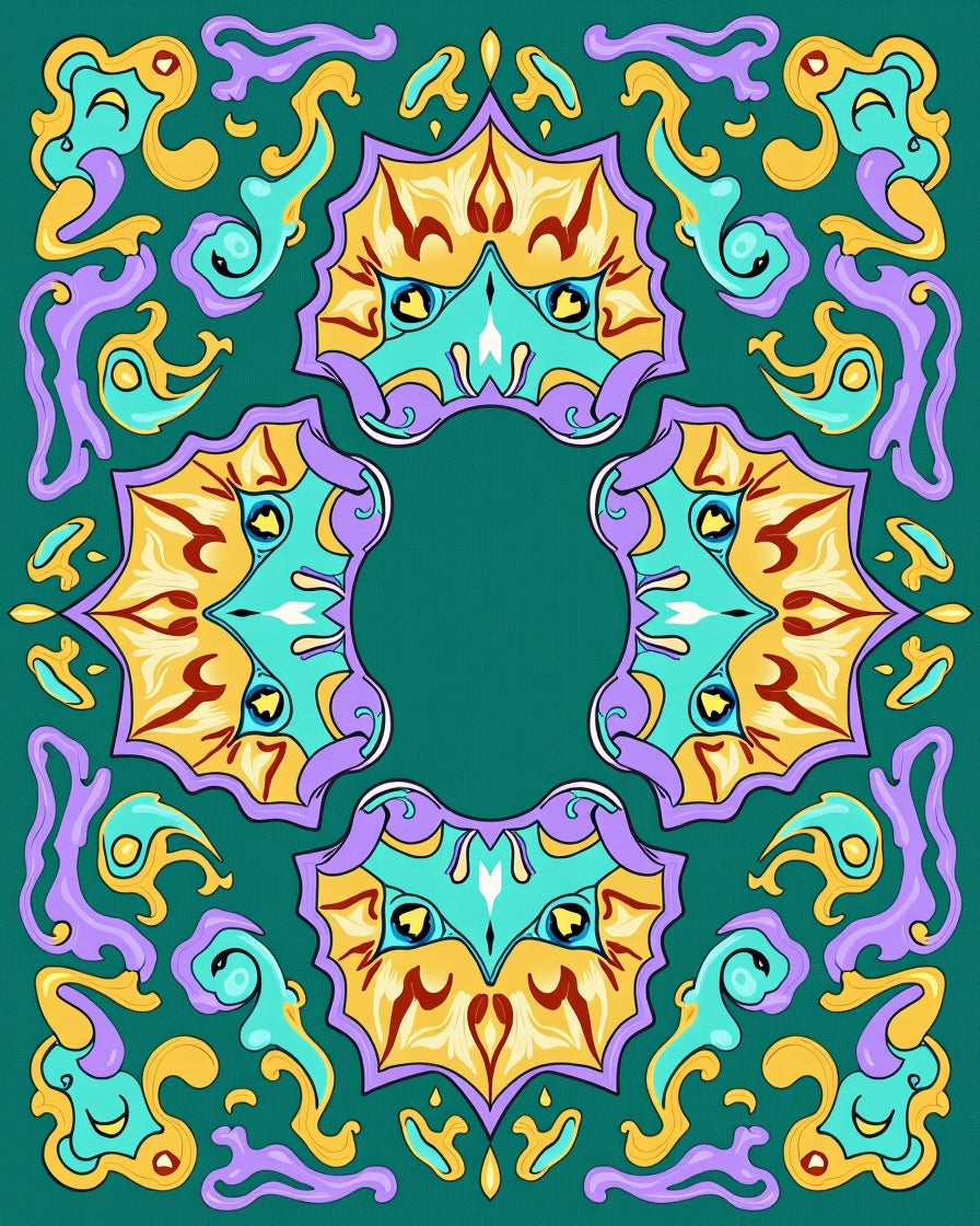 Colorful Abstract Floral Pattern Rug