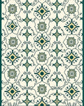 Elegant Teal Floral Pattern Medallion Rug