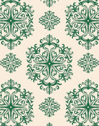 Emerald Floral Damask Pattern Rug