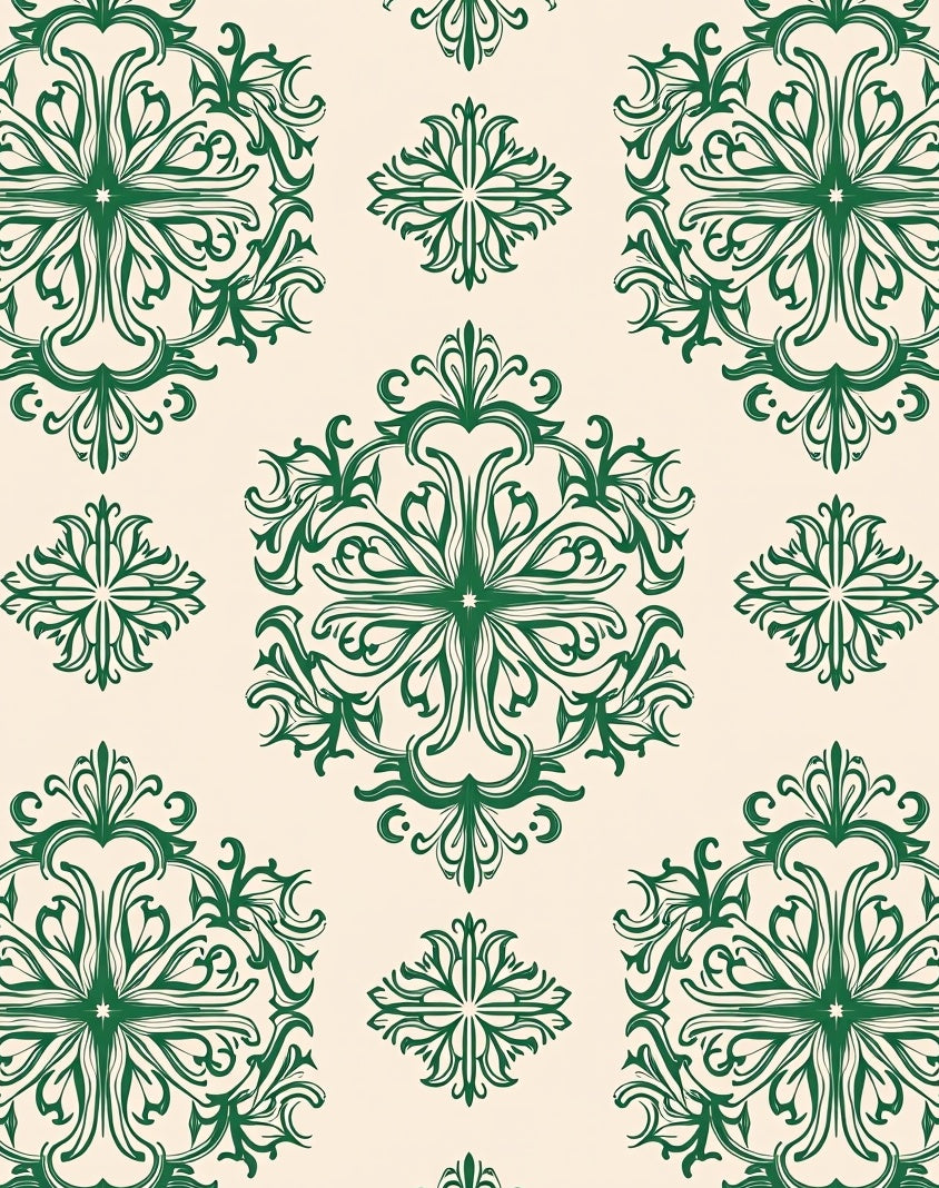 Emerald Floral Damask Pattern Rug