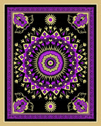 Vibrant Purple Yellow Mandala Pattern Rug