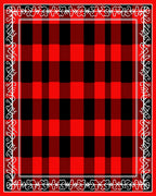 Red Black Buffalo Check Border Design Rug