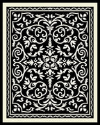 Classic Floral Scrollwork Black Ivory Rug