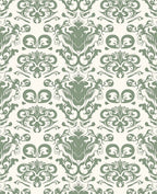 Sage Green Classic Floral Damask Rug