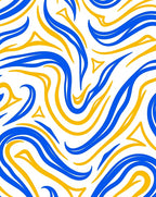 Blue Yellow Wavy Lines Design Rug