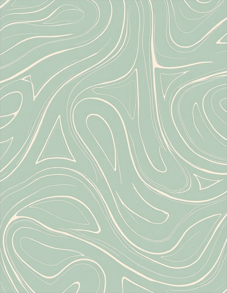 Abstract Swirl Light Green Pattern Rug