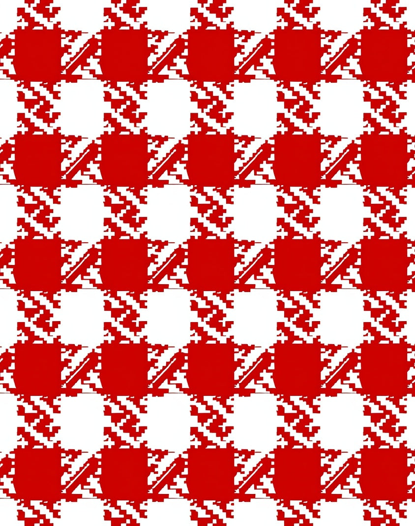 Classic Red Houndstooth Pattern Rug