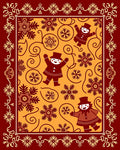 Whimsical Snowman Pattern Orange Rug
