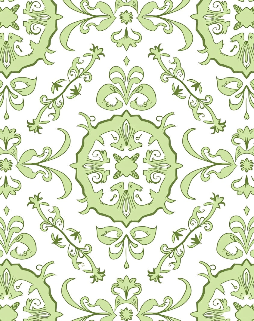 Elegant Green Floral Medallion Pattern Rug