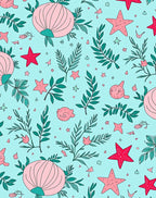 Playful Sea Life Fern Pattern Rug