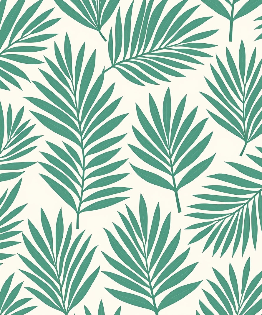 Teal Palm Leaf Patterned Rug