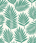 Teal Palm Leaf Patterned Rug