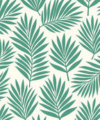 Teal Palm Leaf Patterned Rug