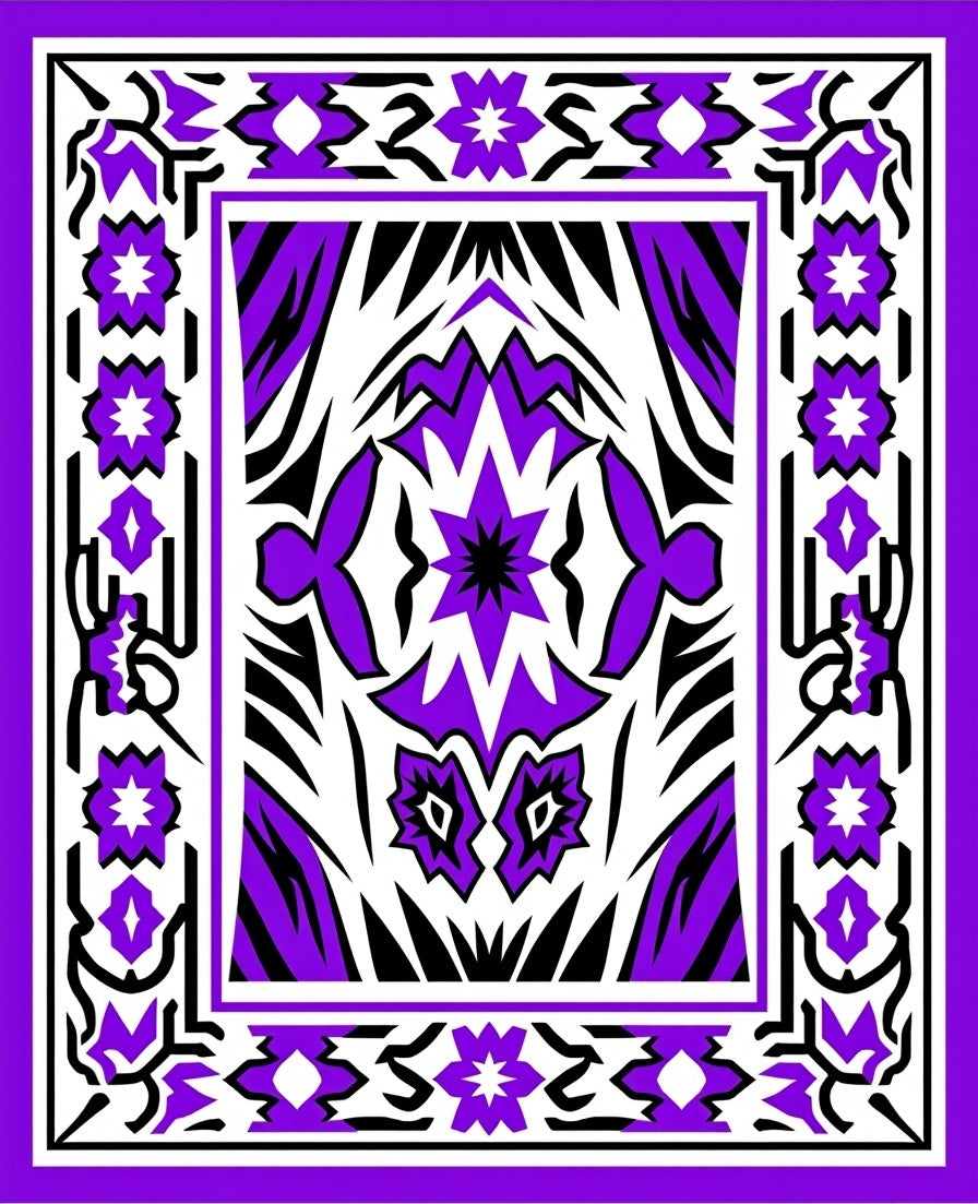 Vibrant Purple Jewel Floral Pattern Rug