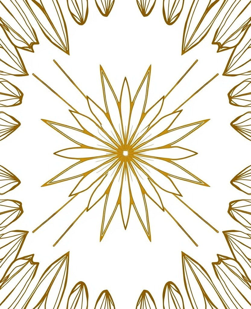 Golden Sun Burst Petal Design Rug