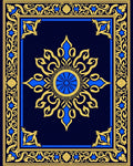 Ornate Gold Blue Medallion Rug