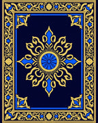 Ornate Gold Blue Medallion Rug